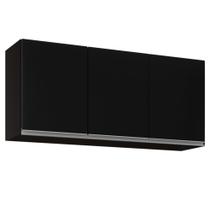 Armário Aéreo 120cm 3 Portas Virgínia Preto - Lumil Móveis Armário Aéreo 120cm 3 Portas Virgínia Preto - Lumil Móveis