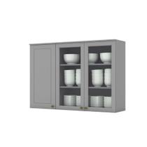 Armário Aéreo 120cm com Vidro 3 Portas Emily Henn Armário Aéreo 120cm com Vidro 3 Portas Emily Henn