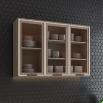 Armário Aéreo 120cm x 83cm 3 Portas de Vidro Connect Henn - Duna Armário Aéreo 120cm x 83cm 3 Portas de Vidro Connect Henn - Duna