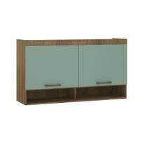 Armário Aéreo 145cm, 2 Portas Basculantes Paris, Avelã/Verde