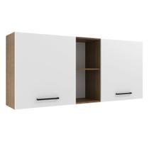 Armário Aéreo 150 Cm 2 Portas E 2 Nichos Rustic/branco Armário Aéreo 150 Cm 2 Portas E 2 Nichos Rustic/branco
