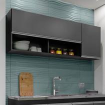 Armário Aéreo 1,50m com 2 Portas Cozinha Área de Serviço Maya Preto Grafite