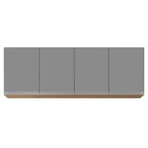 Armário Aéreo 160cm 4 Portas Nevada Castanho/Cinza - Lumil Móveis Armário Aéreo 160cm 4 Portas Nevada Castanho/Cinza - Lumil Móveis