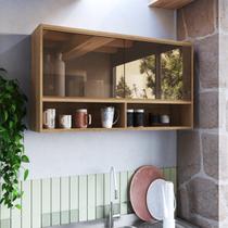 Armário Aéreo 2 Porta 2 Nichos 120cm Vidro Reflecta Veneza Modulada