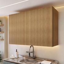 Armário Aéreo 2 Portas 120cm Ripado 100% MDF Rainha Marrom/Nature Armário Aéreo 2 Portas 120cm Ripado 100% MDF Rainha Marrom/Nature