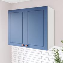 Armário Aéreo 2 Portas 80 cm Pérola Yescasa Azul/Branco