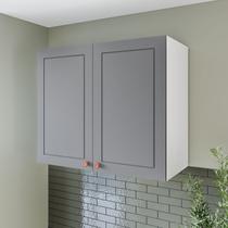 Armário Aéreo 2 Portas 80 cm Pérola Yescasa Cinza/Branco Armário Aéreo 2 Portas 80 cm Pérola Yescasa Cinza/Branco