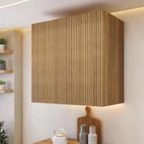 Armário Aéreo 2 Portas 80cm Ripado 100% MDF Rainha Marrom/Nature Armário Aéreo 2 Portas 80cm Ripado 100% MDF Rainha Marrom/Nature
