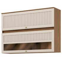 Armário Aéreo 2 Portas Basculantes Ripado com Vidro 120 cm Requinte Nature Areia Hp Henn Armário Aéreo 2 Portas Basculantes Ripado com Vidro 120 cm Requinte Nature Areia Hp Henn