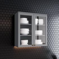 Armário Aéreo 2 Portas com Vidro Americana