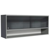 Armário Aéreo 2 Portas De Correr De Vidro Neutral E 1 Nicho Cinza Nice Madesa Cinza