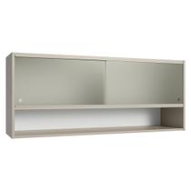Armário Aéreo 2 Portas De Correr De Vidro Pontilhado E 1 Nicho Nice Madesa Crema