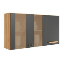 Armário Aereo 2 Portas de Vidro + 1 Porta 120cm Intenza - SSX Multicoisas Armário Aereo 2 Portas de Vidro + 1 Porta 120cm Intenza - SSX Multicoisas