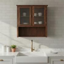 Armário Aéreo 2 Portas De Vidro Oratório Madeira Maciça - Imbuia Armário Aéreo 2 Portas De Vidro Oratório Madeira Maciça - Imbuia