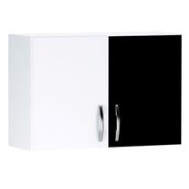 Armário Aéreo 2 Portas Para Cozinha 80cm Branco/Preto - WeD Decor