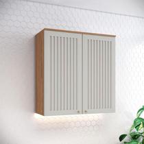 Armário Aéreo 2 Portas Ripado 80 cm Ambiente Requinte Nature Areia Hp Henn Armário Aéreo 2 Portas Ripado 80 cm Ambiente Requinte Nature Areia Hp Henn