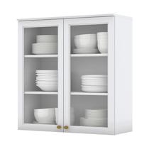 Armário Aéreo 2 Portas Vidro 80cm Americana Branco - Móveis Henn Armário Aéreo 2 Portas Vidro 80cm Americana Branco - Móveis Henn