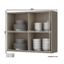 Armário Aéreo 2 Portas Vidro 80cm Connect Duna - Móveis Henn