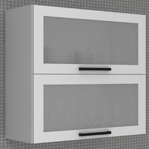 Armário Aéreo 2 Portas Vidro Basculantes 80cm TM1312 MDF Grazi Branco Armário Aéreo 2 Portas Vidro Basculantes 80cm TM1312 MDF Grazi Branco