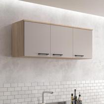 Armário Aéreo 3 Portas 120 cm Aveiro Oak Cinza Urbano - Maysa Móveis Sul