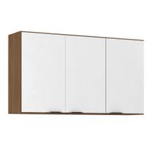 Armário Aéreo 3 Portas 120 cm Firenze Amêndola Touch Branco 94331 Demóbile