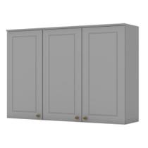 Armário Aéreo 3 portas 120cm Americana Cinza - Móveis Henn