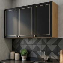 Armário Aéreo 3 Portas 120cm Conecta Frise Yescasa Cinamomo/Preto Armário Aéreo 3 Portas 120cm Conecta Frise Yescasa Cinamomo/Preto