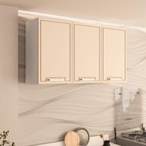 Armário Aéreo 3 Portas 120cm x 66cm x 30,5cm Bege/Branco/Creme Armário Aéreo 3 Portas 120cm x 66cm x 30,5cm Bege/Branco/Creme