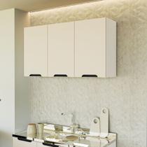 Armário Aéreo 3 Portas 120x66x30,5cm Bege/Branco/Creme Armário Aéreo 3 Portas 120x66x30,5cm Bege/Branco/Creme