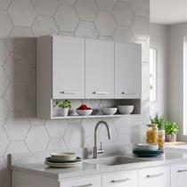 Armário Aereo 3 Portas com 1 Nicho Cozinha Compacta Modular Bonatto