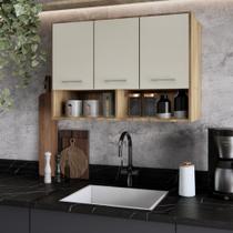 Armário Aereo 3 Portas com Nicho Parede Cozinha Compacta Modular Armário Aereo 3 Portas com Nicho Parede Cozinha Compacta Modular