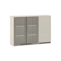Armário Aéreo 3 Portas Com Vidro Canelado Linea Luciane Móve Pátina Ff/mocca Laca Armário Aéreo 3 Portas Com Vidro Canelado Linea Luciane Móve Pátina Ff/mocca Laca