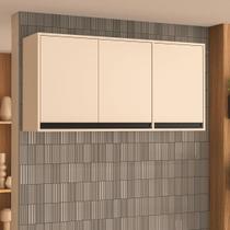 Armário Aéreo 3 Portas Creme Koya 29cm x 120cm Bege Armário Aéreo 3 Portas Creme Koya 29cm x 120cm Bege