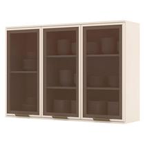 Armário Aéreo 3 Portas de Vidro 120 cm Connect Off White Henn Armário Aéreo 3 Portas de Vidro 120 cm Connect Off White Henn