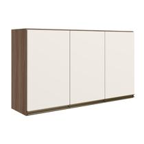 Armario Aereo 3 Portas MDF 120 cm Kali 12197 Carvalho Toq Off White Cetim Nicioli