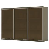 Armario Aereo 3 Portas Vidro 120 cm MDF Evy CI80 Duna Henn