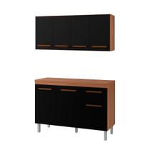 Armário Aéreo 4 Portas e Balcão 3 Portas 120 cm Vitoriana Savana / Preto Armário Aéreo 4 Portas e Balcão 3 Portas 120 cm Vitoriana Savana / Preto