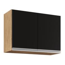 Armário Aéreo 67cm 2 Portas Califórnia Castanho/Preto - Lumil Móveis