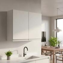 Armário Aéreo 70 cm MDF Branco Fosco com 2 Portas e Prateleira Regulável, Linha Modular para Cozinha, Lavanderia e Banheiro, Entregue Montado