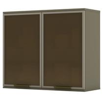 Armario Aereo 80 cm 2 Portas De Vidro MDF Evy CI55 Duna Henn