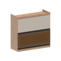 Armário Aéreo 80cm 2 Portas Basc 1 Vidro Moderna Bertolini