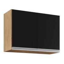 Armário Aéreo 80cm 2 Portas Califórnia Castanho/Preto - Lumil Móveis