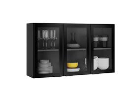 Armário Aéreo Alto c/Vidro Cozinhas Itatiaia Exclusive - 3 Portas - Grafite