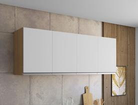 Armário Aéreo Andreia 4 portas p/ Cozinha 150 cm AJL Móveis - Amêndoa/Branco Armário Aéreo Andreia 4 portas p/ Cozinha 150 cm AJL Móveis - Amêndoa/Branco