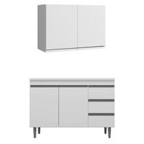 Armário Aéreo Andréia 80 cm Balcão de Cozinha com Tampo 100 cm e Branco - AJL