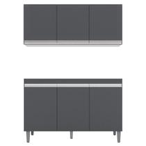 Armário Aéreo Andréia e Balcão Gabinete Para Pia sem Tampo Manu 120cm Cinza - AJL Móveis