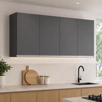 Armário Aéreo Andreia para Cozinha Multiuso 150cm Ajl Móveis Cor:Cinza Armário Aéreo Andreia para Cozinha Multiuso 150cm Ajl Móveis Cor:Cinza