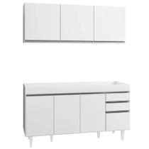 Armário Aéreo Argélia e Balcão sem Tampo Gabinete de Pia Marrocos 150cm Branco - Lumil