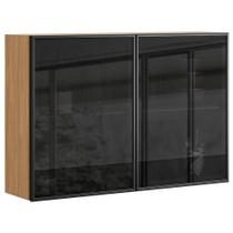 Armário Aéreo Art 6003 2 Portas De Vidro 120 Cm Freijó Abs Preto Kits Paraná