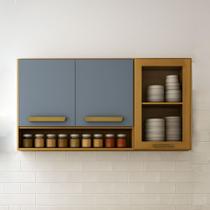 Armário Aéreo Athenas 2 Portas em MDF e 1 Porta Vidro Reflecta Mobilihouse Armário Aéreo Athenas 2 Portas em MDF e 1 Porta Vidro Reflecta Mobilihouse